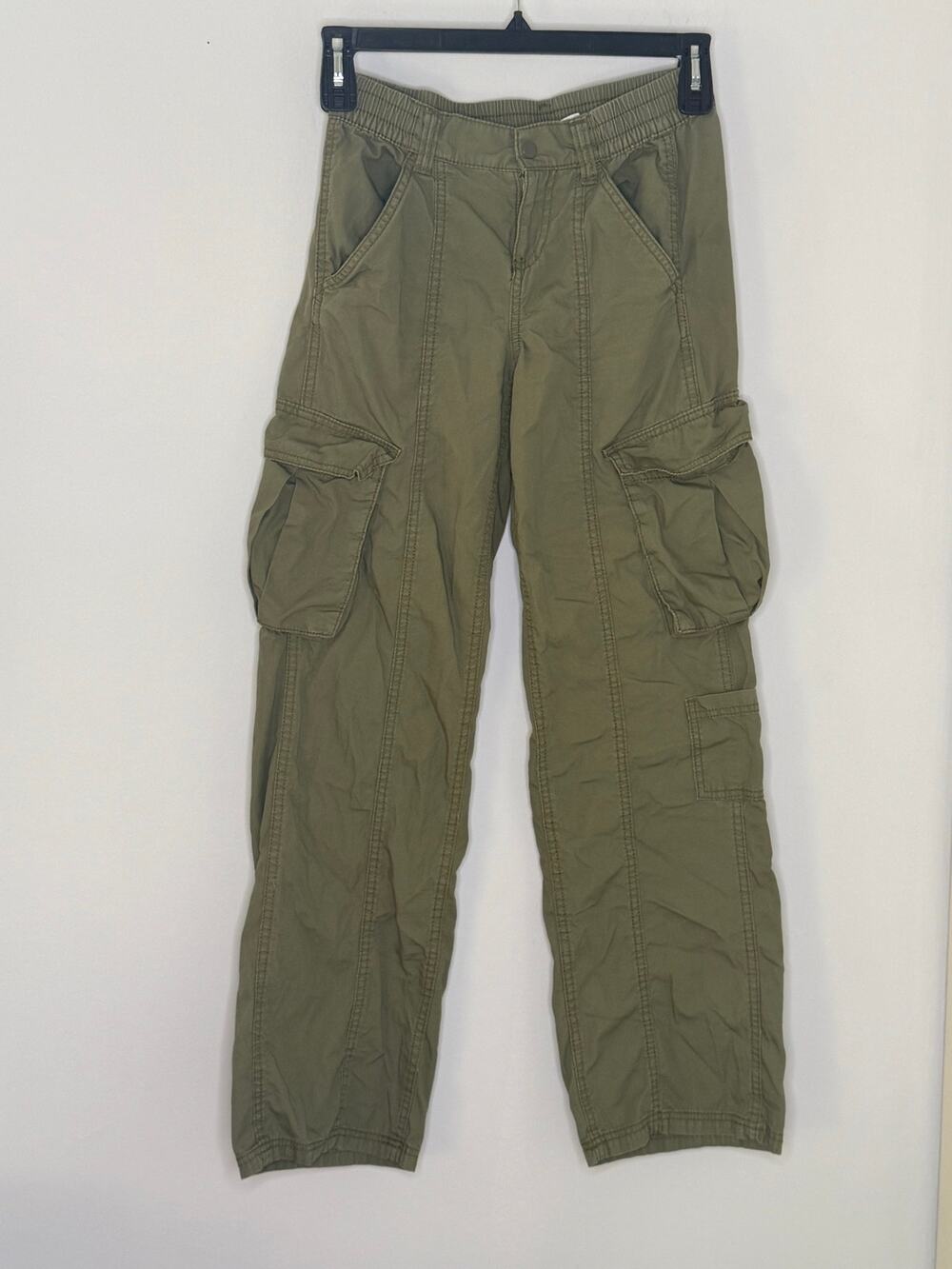 Divided by H&M Olive Green 100% Cotton Straight Leg Cargo Pants Size 0 Utility